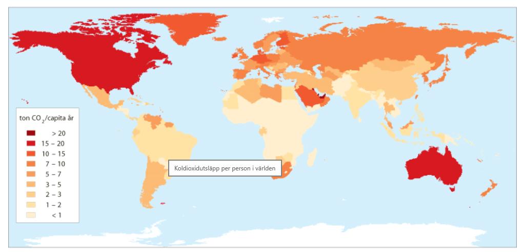 Regional utvecklingsstrategi 2019-2035 - Remissutgåva BILAGA 4 Utsläpp av koldioxid per person 1998/1999.