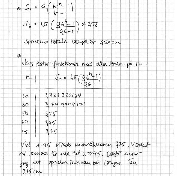 Elevlösning 3 (2 g och 3 vg) NpMaC ht 2007 Version 1 Metodval och genomförande Kvalitativa nivåer Poäng Motiveringar Använder inte π X 1/0 X 0/1 Matematiskt resonemang X 1/1 Redovisning och