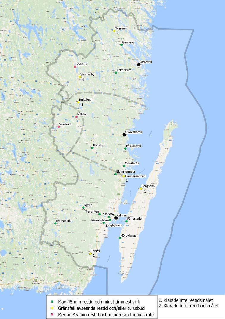Kolumnen Utom länet visar samma förhållande till regionala tillväxtmotorer utanför länet (Jönköping, Karlskrona, Linköping, Norrköping och Växjö).