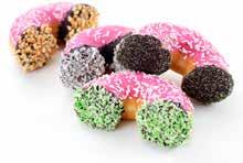 Går också bra att använda olika slags nötter och mandel eller pärlsocker. Dela donutsen försiktigt när den är frusen.