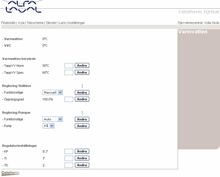 6 Inställningar tappvarmvatten Förklaring OPC-Group OPC-item Varmvatten DHW.HwFM.HwCtrlFM.HwFlowTmp PresentValue VVC Common.CoMessure.VVC PresentValue Varmvatten börvärde TappVVNorm DHW.HwFM.HwSetpointNorm BasicSetpoint TappVVSpec DHW.