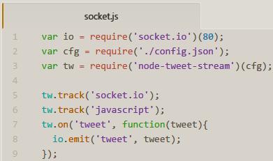 Figur 8 Kod för att skapa en WebSocket, full duplex mellan klienten och