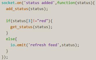 Figur 14 Denna figur visar funktionen status added som ligger i Node.js.