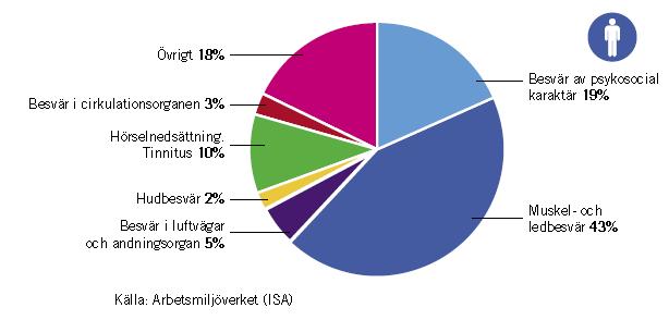 Besvär i cirkulationsorganen, hjärt- /kärlbesvär 2% 5% 43%  Besvär i cirkulationsorganen, hjärt-/kärlbesvär Övrigt 3