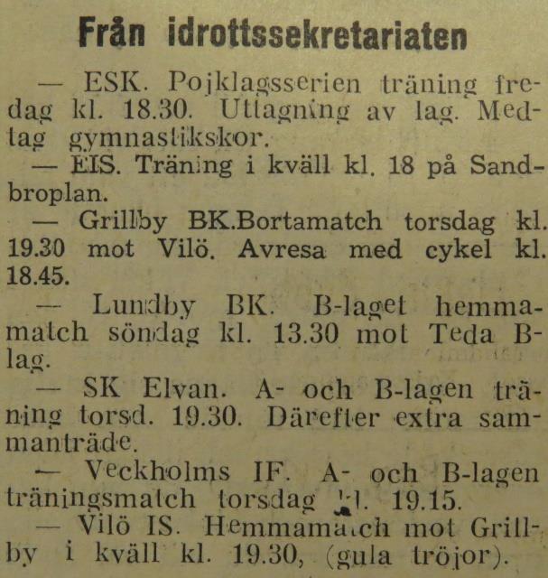 Veckan efter, på torsdagkvällen den 20 juni 1946, spelades en träningsmatch mellan A-laget och B-laget, den här gången klockan 20.