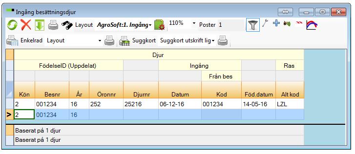 Sida 8 av 11 Ingång från öronmärkning Om du använder dig av öronmärkning i programmet använder du menyvalet Sugga/Galt Ingång AgroSoft 1.