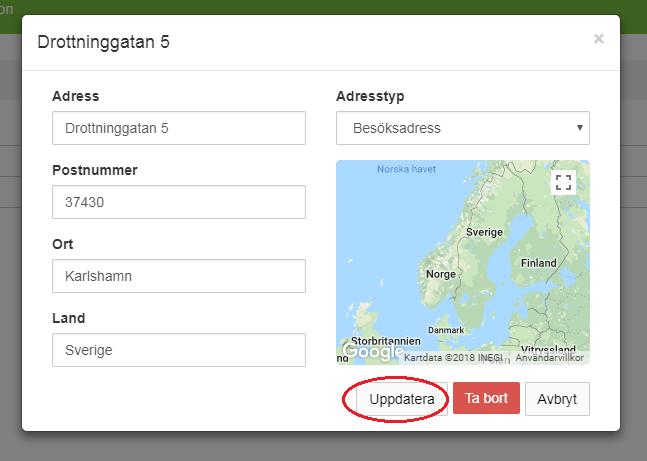 4.4) Om ni vill korrigera information på en adress så klicka på adressen,