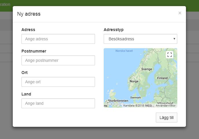 4.7) Klicka sedan på knappen längst ner till höger i rutan som heter Lägg till och det är klart. 5. Kontrollera eller ändra verksamhetsområden för entreprenörsenheten 5.