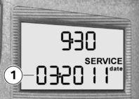 Serviceindikering Om den återstående tiden till nästa service är kortare än en månad, visas servicedatumet 1 en kort stund efter Pre-Ride Check.