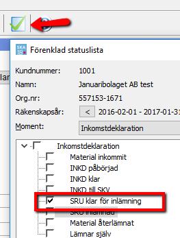 Klarmarkera SRU När du sen är klar med din deklaration så ska du klarmarkera att SRU