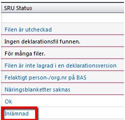 Kontrollera bara att deklarationen i så fall är sparad i den versionen om du ändå får upp den här statusen.