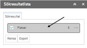 Skulle du ha fått flera sökresultat inom ett sökalternativ kan du klicka på sökalternativet så ser du de olika sökresultaten i en lista.