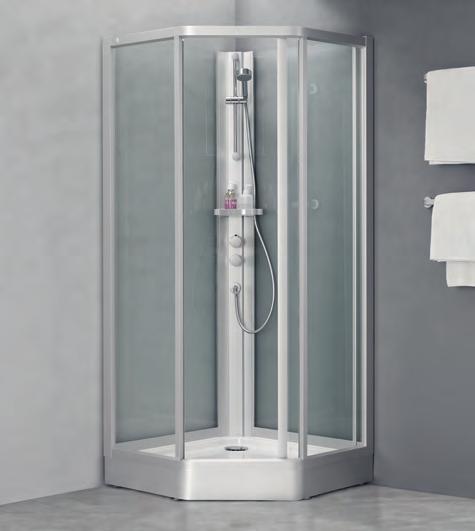 2100-2150 DUSCHAR Ifö Solid duschkabin SKP Du kan få Ifö Solid SKP utrustad med standard- eller lyxpelare. Den senare har bland annat takdusch och duschmunstycken.