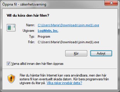 Eventuellt hittar du filen under Hämtade filer i din