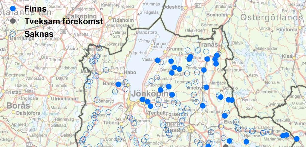 2 Resultat Vid en jämförelse av resultatet från inventeringen år 2007 kunde 141 rutor jämföras.