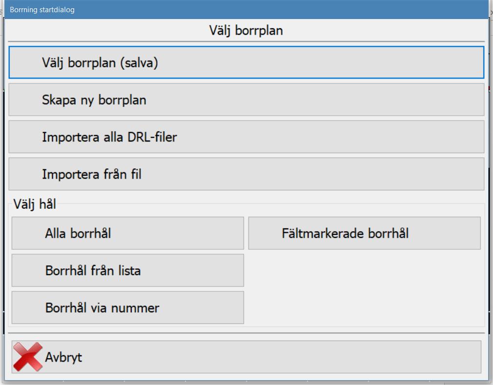 Välj brrplan (salva) Här tänder ch släcker man de brrplaner man vill jbba emt. Alla brrplaner lagras i en databas ch tänds ch släcks sedan på liknande sätt sm lager i ritningsfiler.