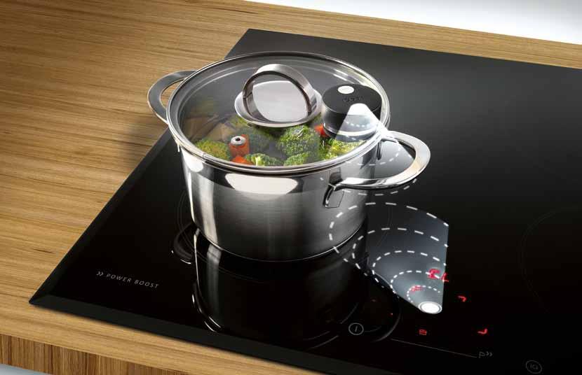 40 HÄLLAR IQcook induktionshäll Smart matlagning Tack vare kombinationen av IQ-sensorn och sensorn inuti induktionsbottnen på IQcook kan du laga mat helt