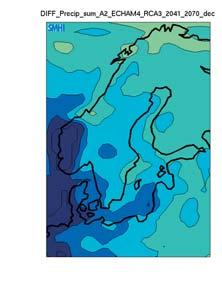 Mer regn vänta höst, nter och vår Förändring i nederbörd under ntermånaderna december, januari respektive och februari, år 1-7, i scenario A, jämfört med referensperioden 1961-199.