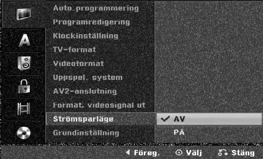 Grundinställning Om nödvändigt, kan du sätta om spelaren till dess inställningar på försummelse. Välj Ställ in-ikonen och tryck på ENTER, menyn för automatisk inställning visas.