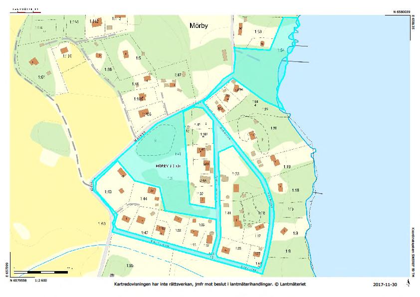 OBJEKTBESKRIVNING AVSEENDE FASTIGHETEN EKERÖ MÖRBY 1:3 Fastigheten utgörs av det blåmarkerade området.