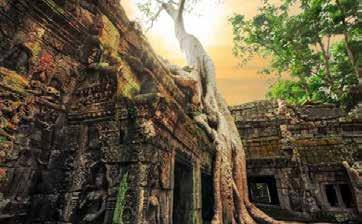I stadens mitt ligger templet Bayon, ett mästerverk byggt på 1100-talet av kung Jayavarman VII. Templet har 54 torn, prydda med gåtfulla ansikten.