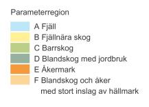 tar även hänsyn till nederbördens beroende av topografin, vindriktning och vindstyrka samt temperaturens höjdberoende. Dagliga nederbörds- och temperaturdata har beräknats för perioden 1981 1999.