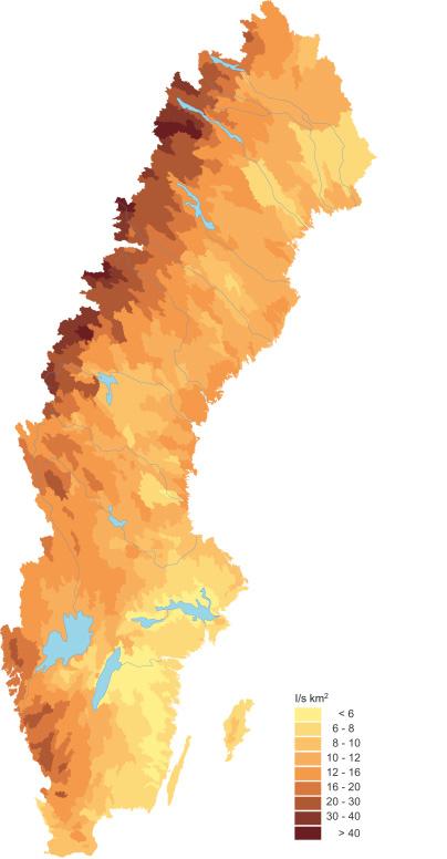 5.2 Avrinning Daglig avrinning har beräknats för varje TRK-område och sedan summerats till långtidsmedelvärden som underlag för kväve- och fosforberäkningarna.