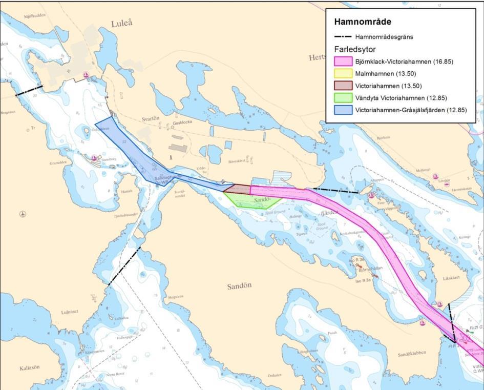 21 Gränsen mellan Luleå hamns område, hamnområdet, och de allmänna farlederna Genom denna ansökan söker Sjöfartsverket tillstånd för vattenverksamhet enligt 11 kap miljöbalken i form av fördjupning,