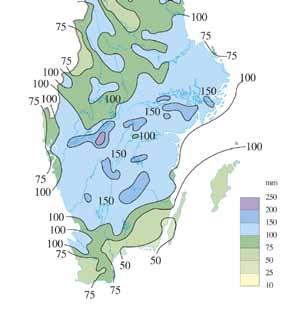 Nederbörd Med de låga temperaturerna kom regnen och det blev ett