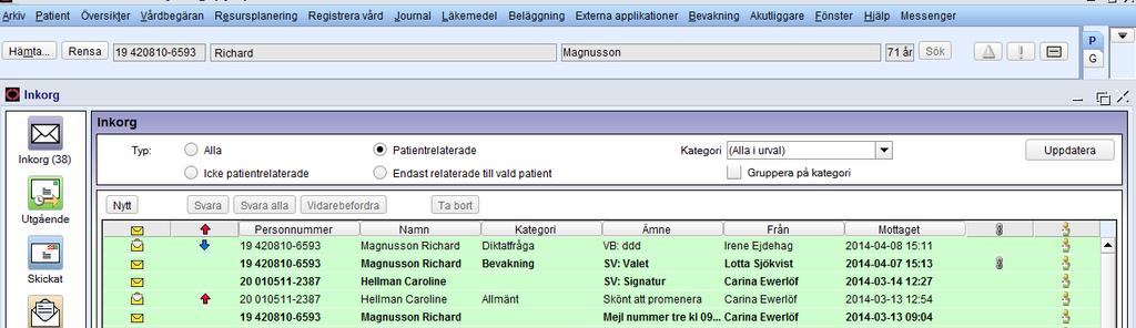 Du kan också se hur aviseringarna är inställda för olika prioriteringsgrader på meddelanden. Detta är en central inställning och går inte att ändra ute i verksamheten.