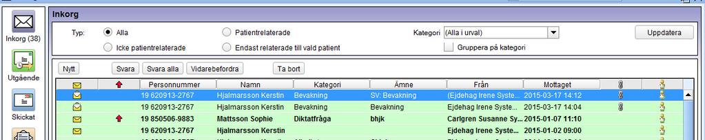 2.5. Skapa meddelande För att skriva ett meddelande i Messenger klicka på Nytt. Det kan man göra från alla korgar utom Egenskaper.