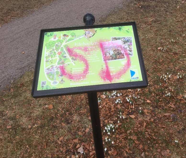 Klotter på en skylt med karta.
