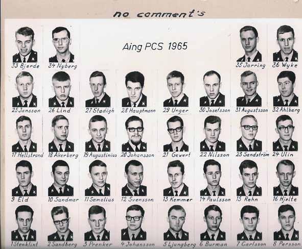 16 AingPCS 1965 varur 14 elever rekryterades till fast anställning. Arméingenjörsutbildning Skolan genomgick en ständig utveckling och organisatorisk förändring.