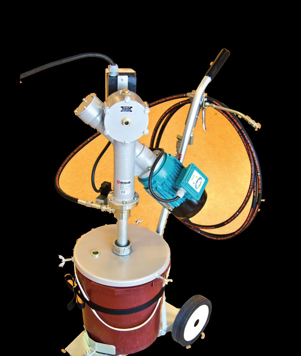 Cable, 8 m, with plug-in Trolley Drum lid Follower plate Grease gun with outlet pipe Hose Z-swivel Art.