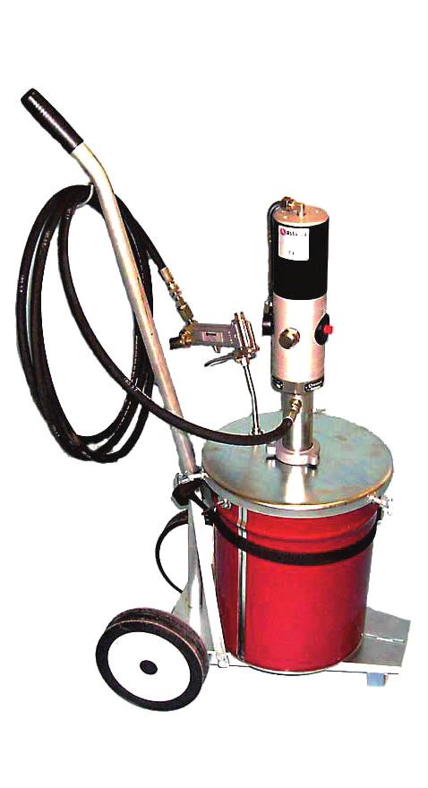 Fetthantering Transportabelt fettsmörjaggregat för 16-20 kg hink, inklusive pump med tryckförstärkning 1:50 Inklusive: Fettpump Fatlock (för hink) Följelock (för hink) 5 meter slang, 1/4 Z-svivel