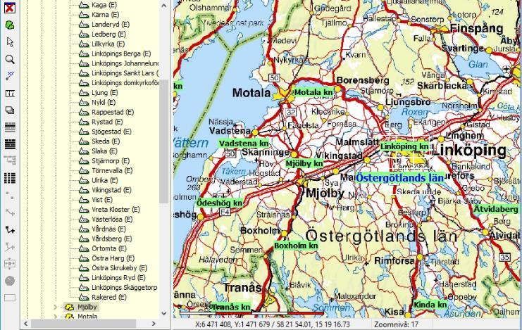 8 Kartfunktionen i Disgen 2016, Studiehandledning Del 2 Sverigekartan DIS bjuder på en modern Sverigekarta som du kan lägga in som en översiktskarta.