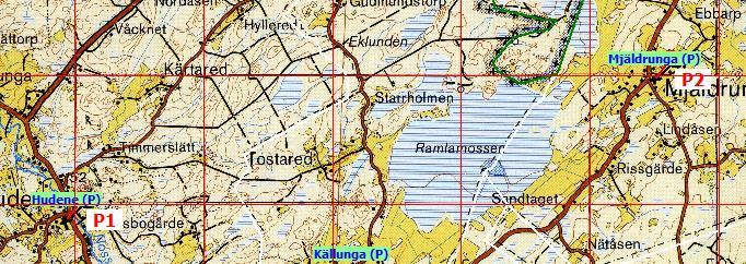 Kartfunktionen i Disgen 2016, Studiehandledning Del 2 21 Leta reda på Mjäldrunga kyrka på kartbilden genom att dra bilden snett nedåt till vänster.