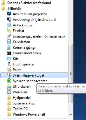 Kartfunktionen i Disgen 2016, Studiehandledning Del 2 25 Aktivera / installera skärmklippsverktyg För att kunna fånga kartbilder behöver du ett verktyg för