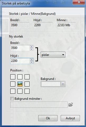 Bildens position låter du var i mitten av arbetsytan, det är ju så du valt dina delbilder.