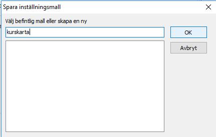 54 Kartfunktionen i Disgen 2016, Studiehandledning Del 2 Om du vill, kan du spara inställningarna som en ny mall. Klicka då på Spara mall.