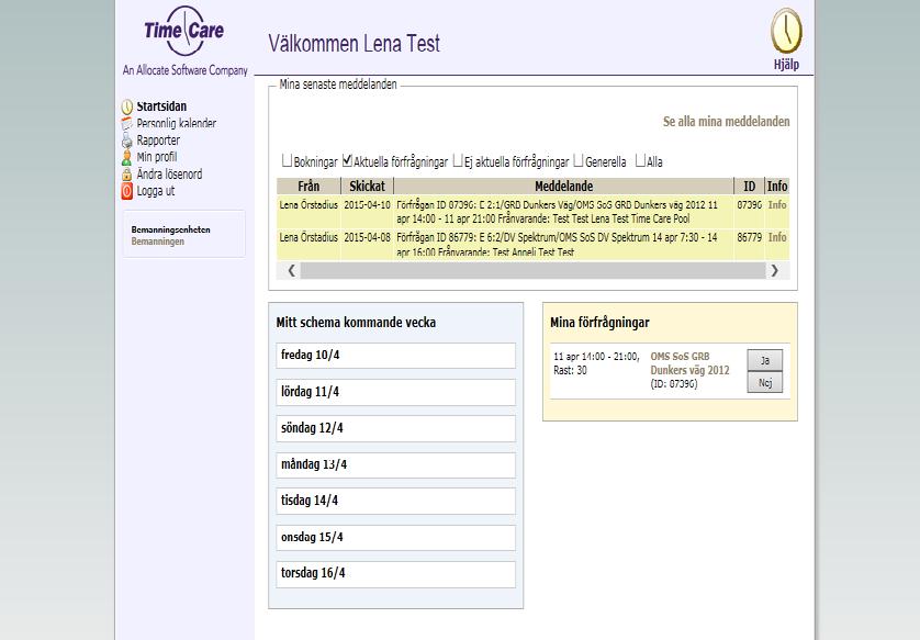 4(12) Startsidan 6. 2. 5. 3. 1. 4. 1. Här kan du se och svara på förfrågningar 2. Här kan du se dina meddelanden. 3. Genom att klicka på Info så kan du få fram vad som står i meddelandet.