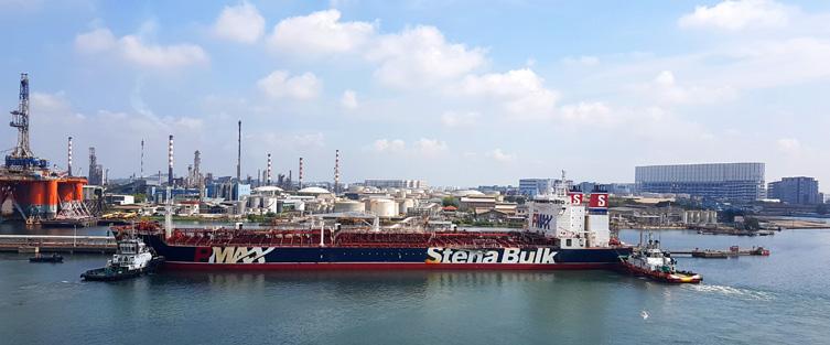 Stena Paris berthing at Jurong Mobil Terminal, Singapore.