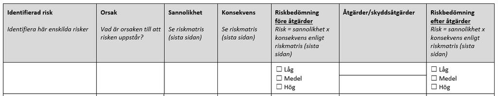 Nyheter inom biosäkerhet Riskbedömning av biologiska agens, ny omarbetad riskbedömningsblankett Vem kan jag fråga?