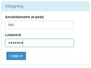 4 Inloggning Steg 1 Man loggar in genom att ange användarnamn och lösenord som man får från en handläggare.