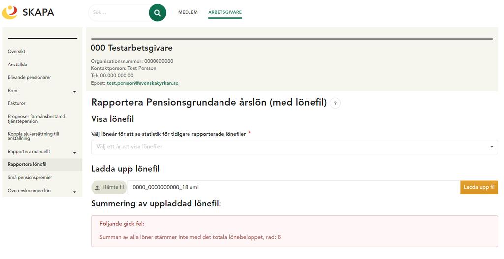 att inga fel hittades och att rapportering därmed är avslutad 1. Fel upptäckta i lönefilen Om något fel hittades i lönefilen måste felet rättas. Rättningen sker i löne programmet.