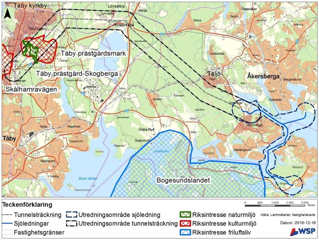 Den föreslagna tunneln passerar under Roslagsbanan som är utpekad som järnväg av riksintresse och E18 Norrtäljevägen som är utpekad som väg av riksintresse.