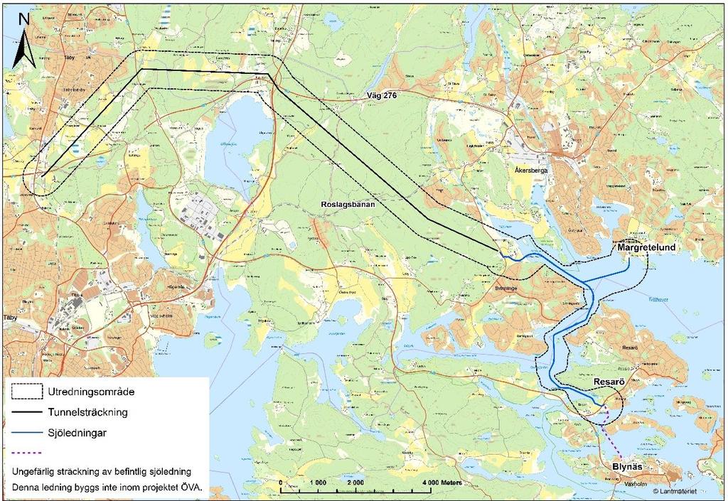 Landsvägsalternativet Svinninge-Karby, med sjöledningar från Blynäs och Margretelund till Svinninge och bergtunnel från Svinninge till Karby, bedömdes av styrgruppen vara det tekniskt, ekonomiskt och