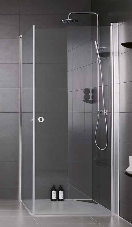 DUSCH Vill du ha en planlösning med dusch kan du välja på två smarta duschhörnor som går att vika in när duschen