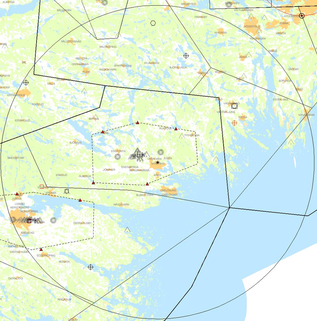 Del 2 Flyghinderanalys BERÖRDA FLYGPLATSER - Berörd flygplats är sakägare LUFTRUM Så här läser du denna del av analysen: Denna analys svarar bara på frågan om verket/masten/byggnadsverket hamnar inom