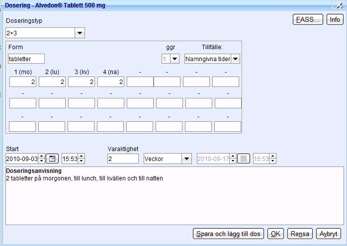 Version: 1.2 Sidan 18 av 52 Figur 10. Dosering enligt 2+3 